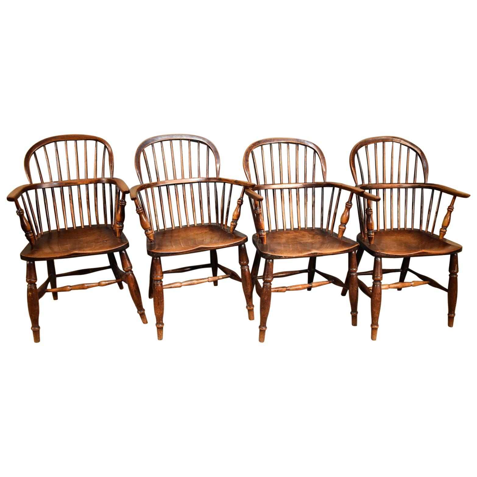 A Superb Set of Four Ash and Elm Windsor Chairs