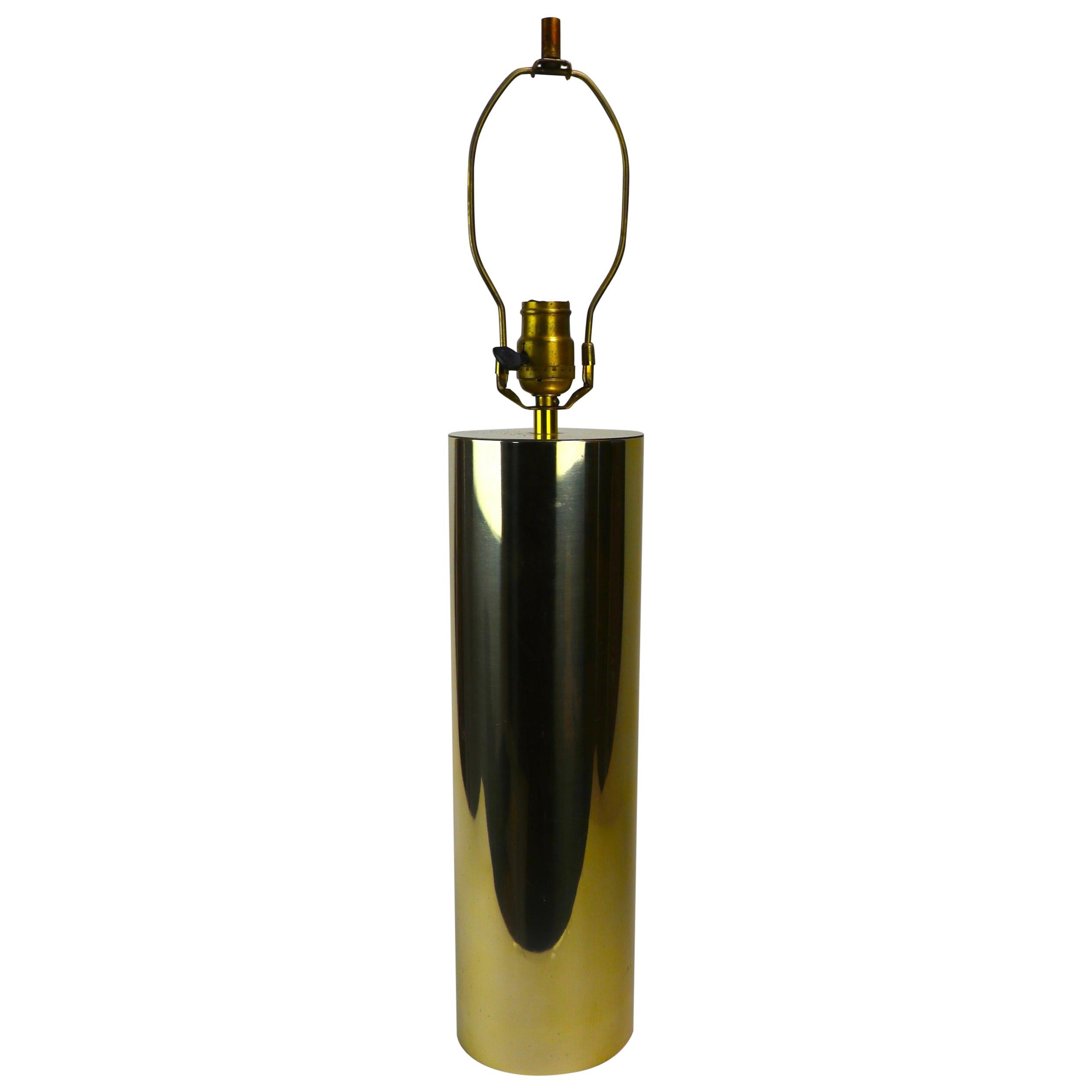 Minimalist Brass Tone Cylinder Form Table Lamp