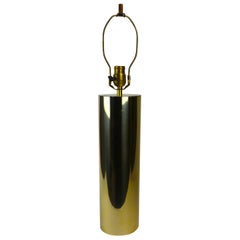 Minimalist Brass Tone Cylinder Form Table Lamp