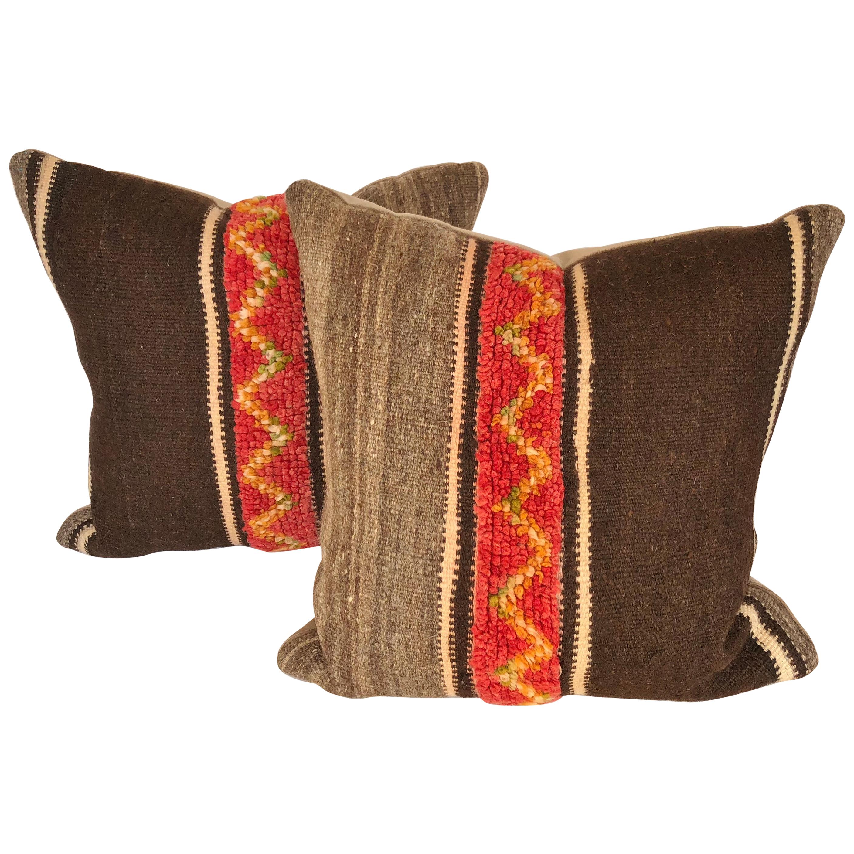 Custom Pillows by Maison Suzanne Cut from a Vintage Wool Moroccan Berber Rug For Sale