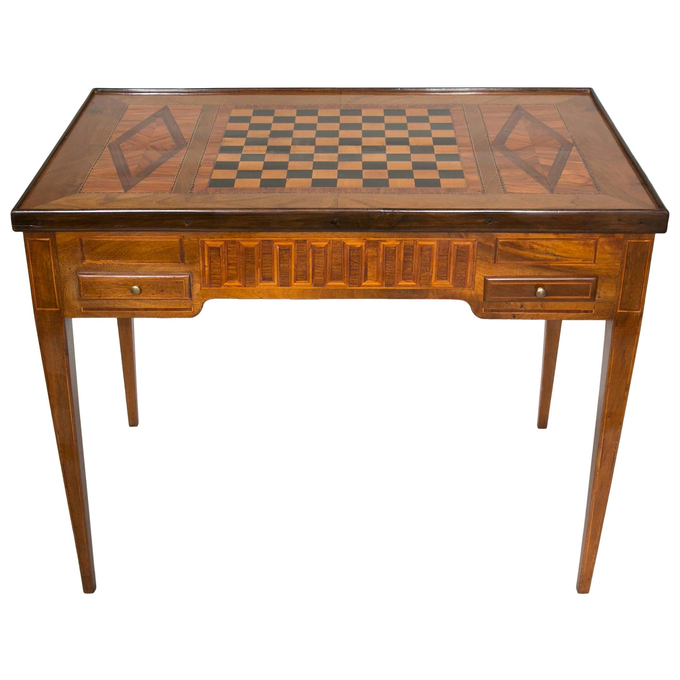 18th Century Games Table in Marquetry of Precious and Rare Woods, Louis XVI