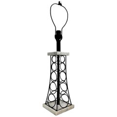 Retro Wrought Iron and Marble Eiffel Tower Oil Derrick Form Table Lamp After Weinberg