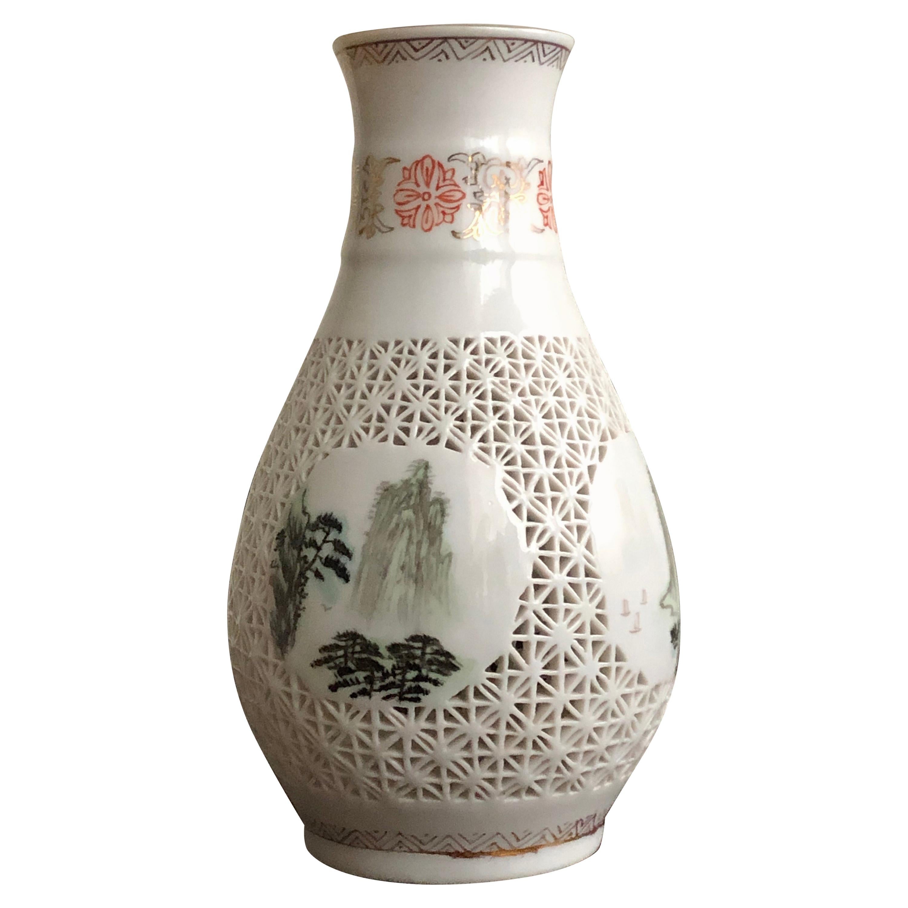 Small Hand Painted Vintage Chinese Vase
