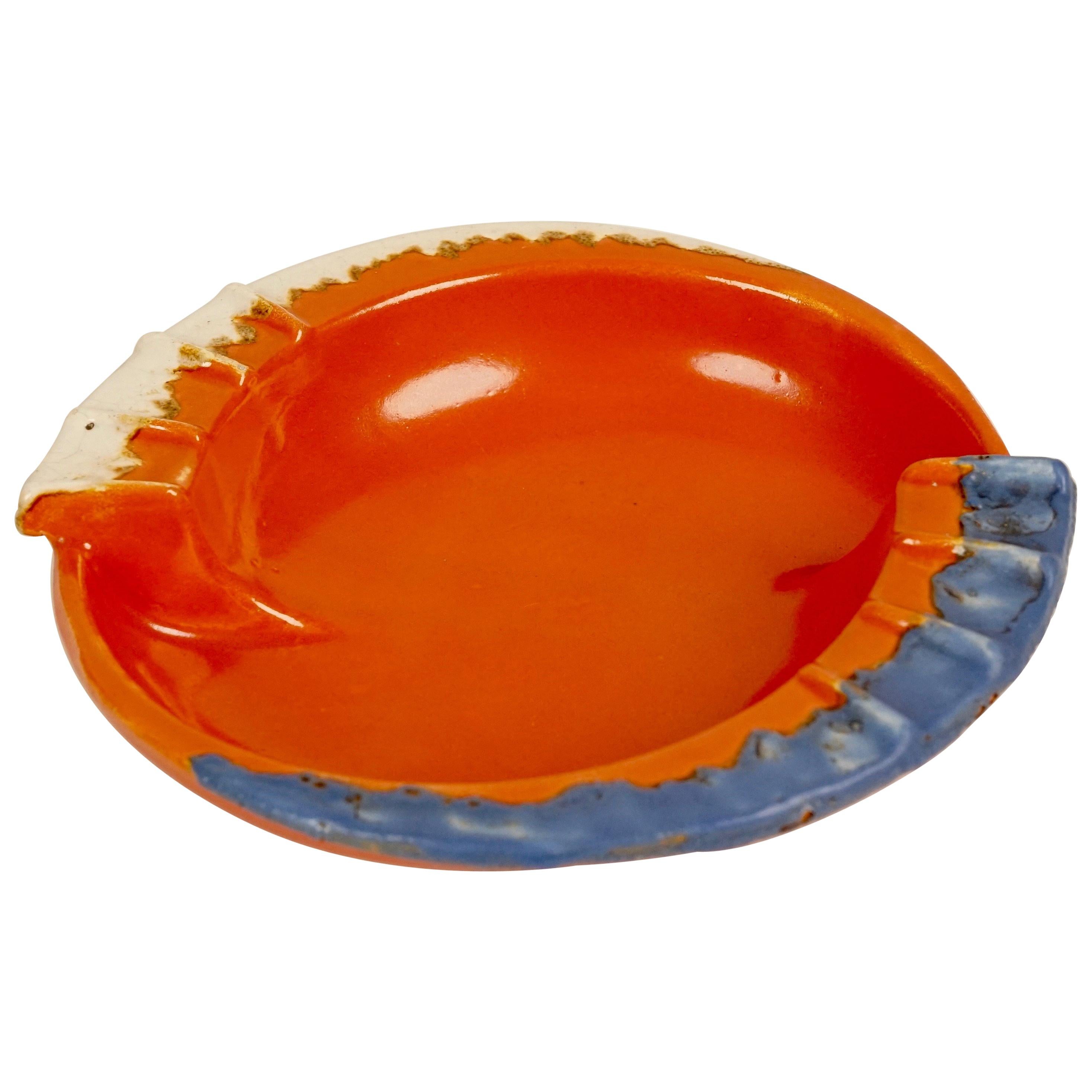 Ceramic Coral Coloured Pipe-Ashtray from 1930s, in Cabana Style For Sale