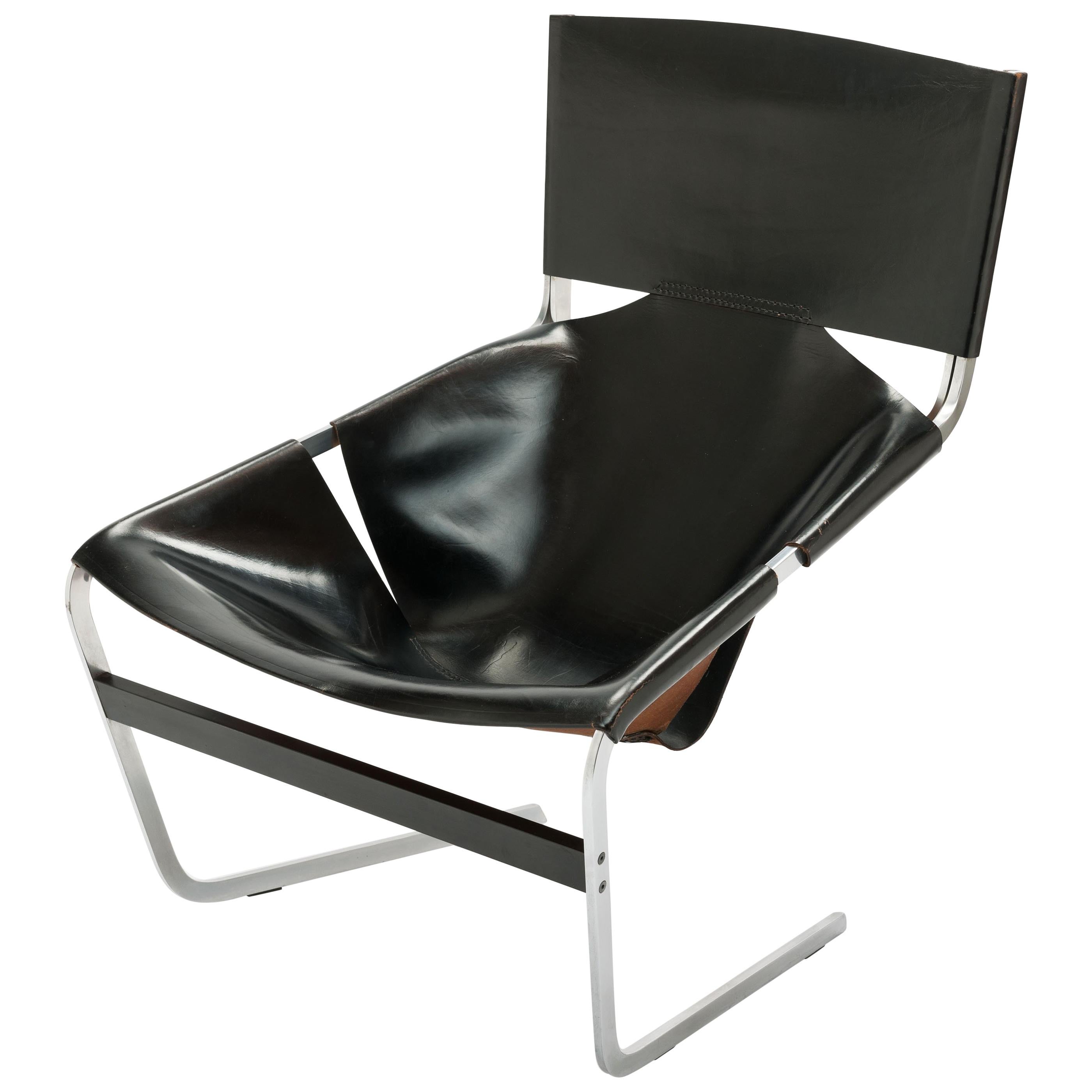 Original Black Leather Pierre Paulin F-444 Easy Chair by Artifort, 1962