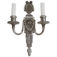 Pair of Georgian Style Silver Plated Bronze Wall Sconces by E. F. Caldwell