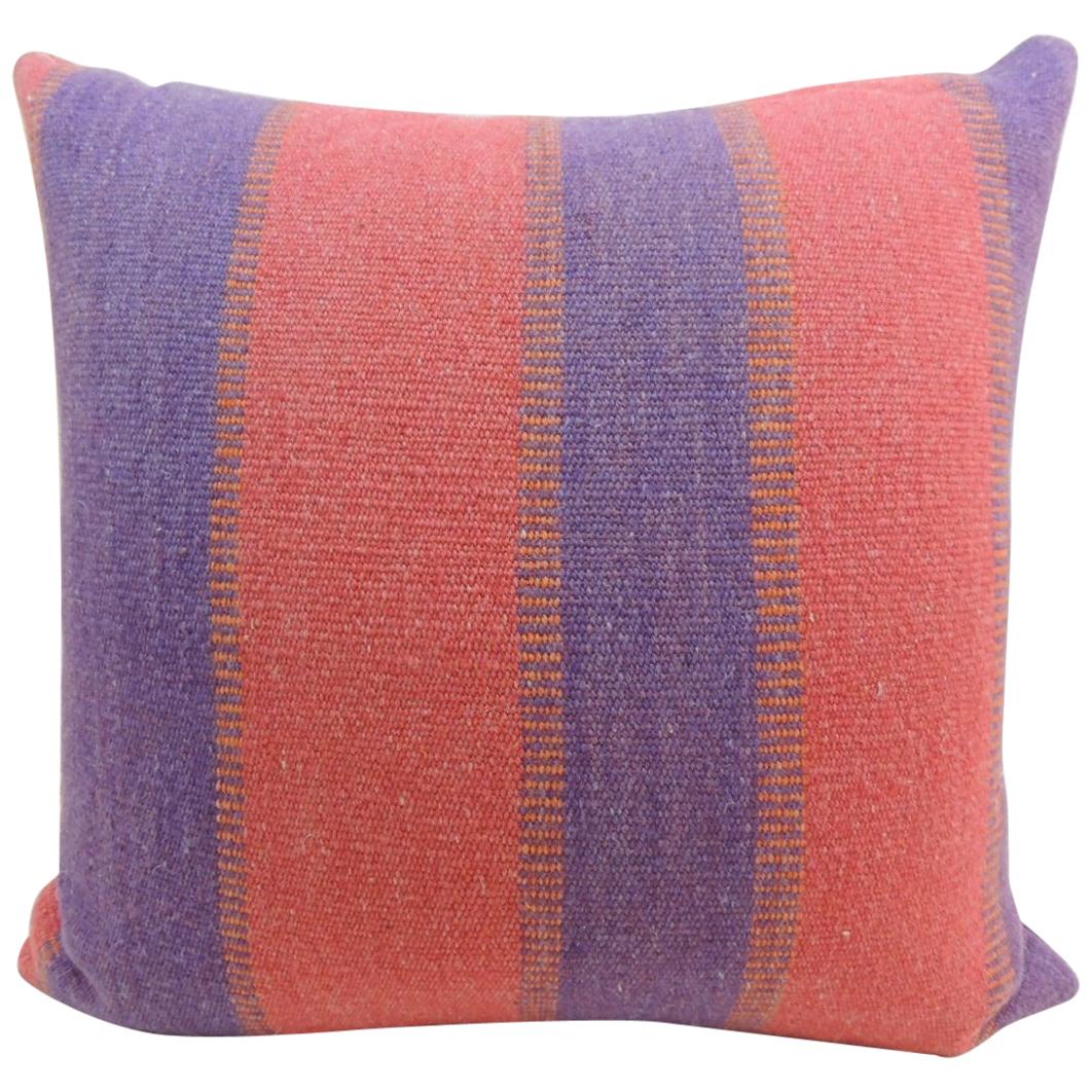 Large Wool Argentinian Floor pillow in blue and red Woven Stripes