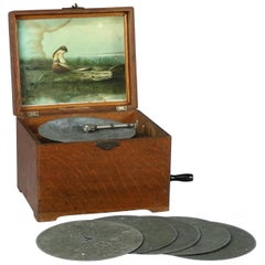 Antique Regina "the Olympia" Music Box with 6 Discs, circa 1890