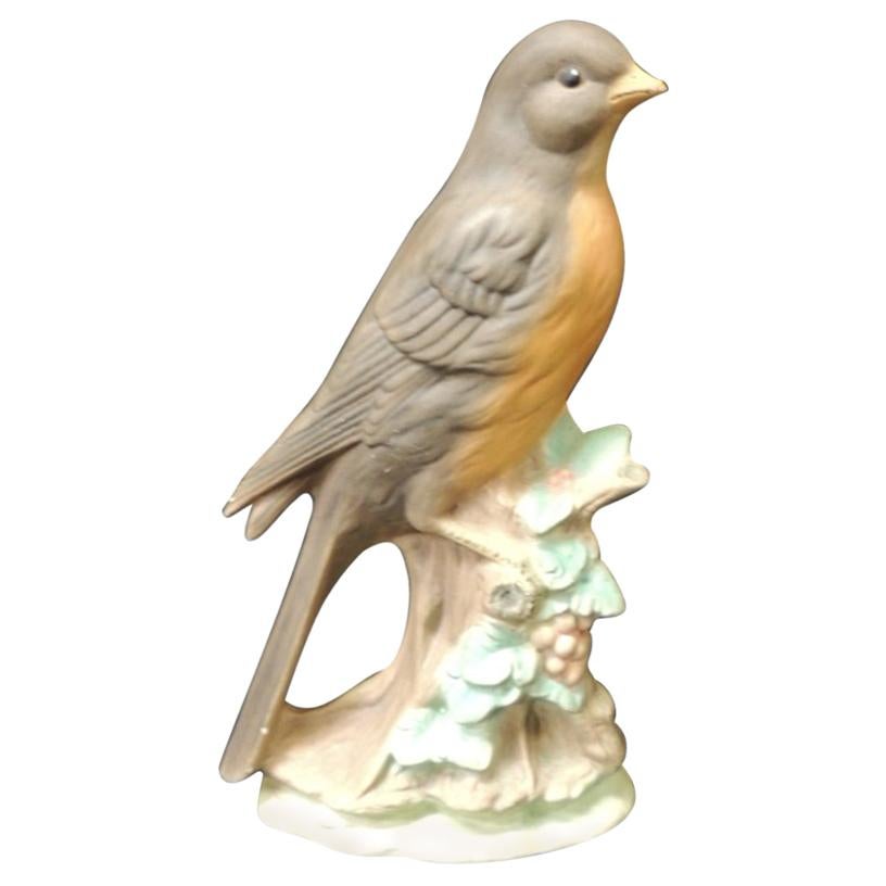 Vintage Hand Painted Song Bird Porcelain Figurine on Tree Trunk
