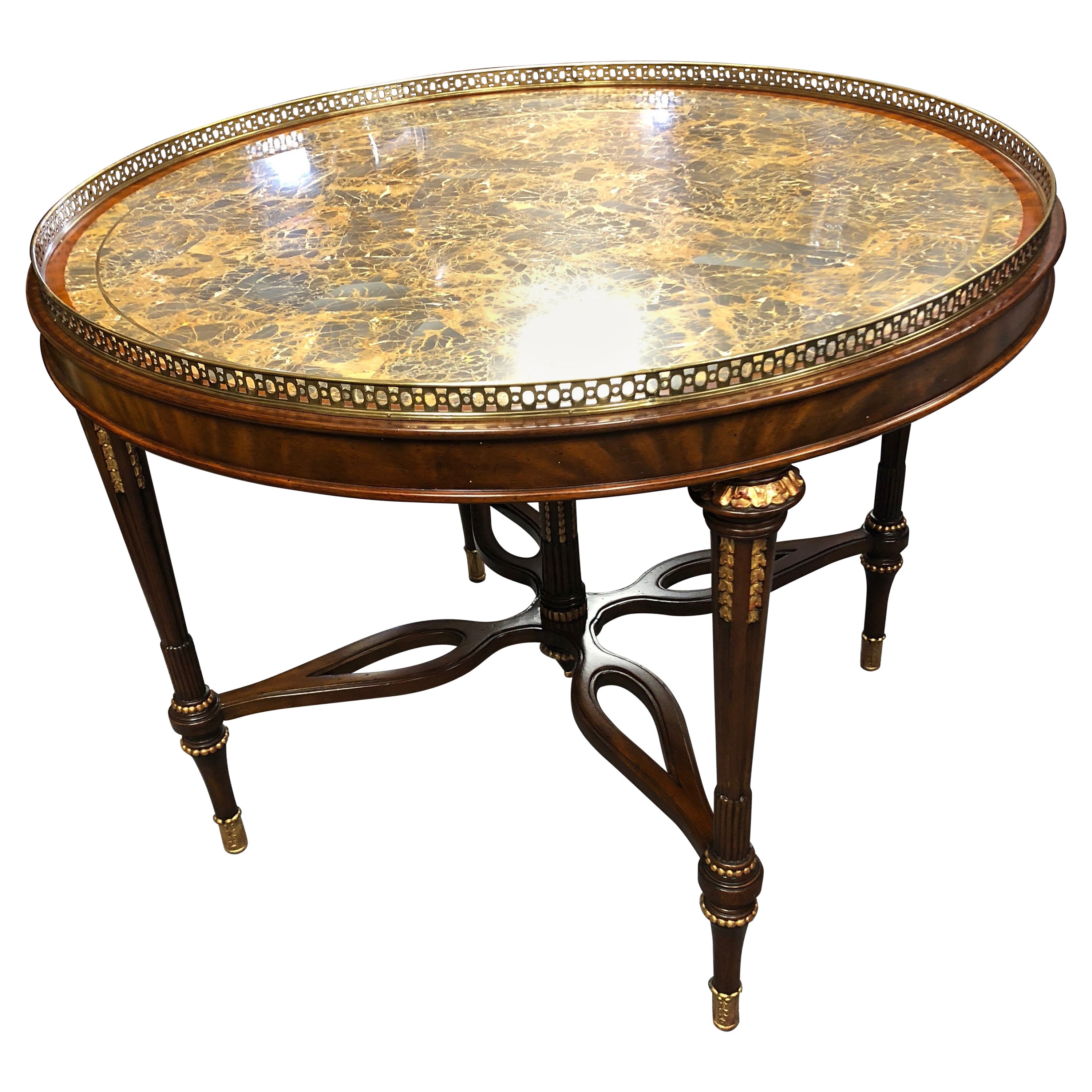 Maitland Smith Leather and Faux Tortoise Table For Sale at 1stDibs