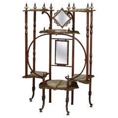 Antique French Victorian Gilt, Onyx & Brass Mirrored 6-Stage Étagère, circa 1880