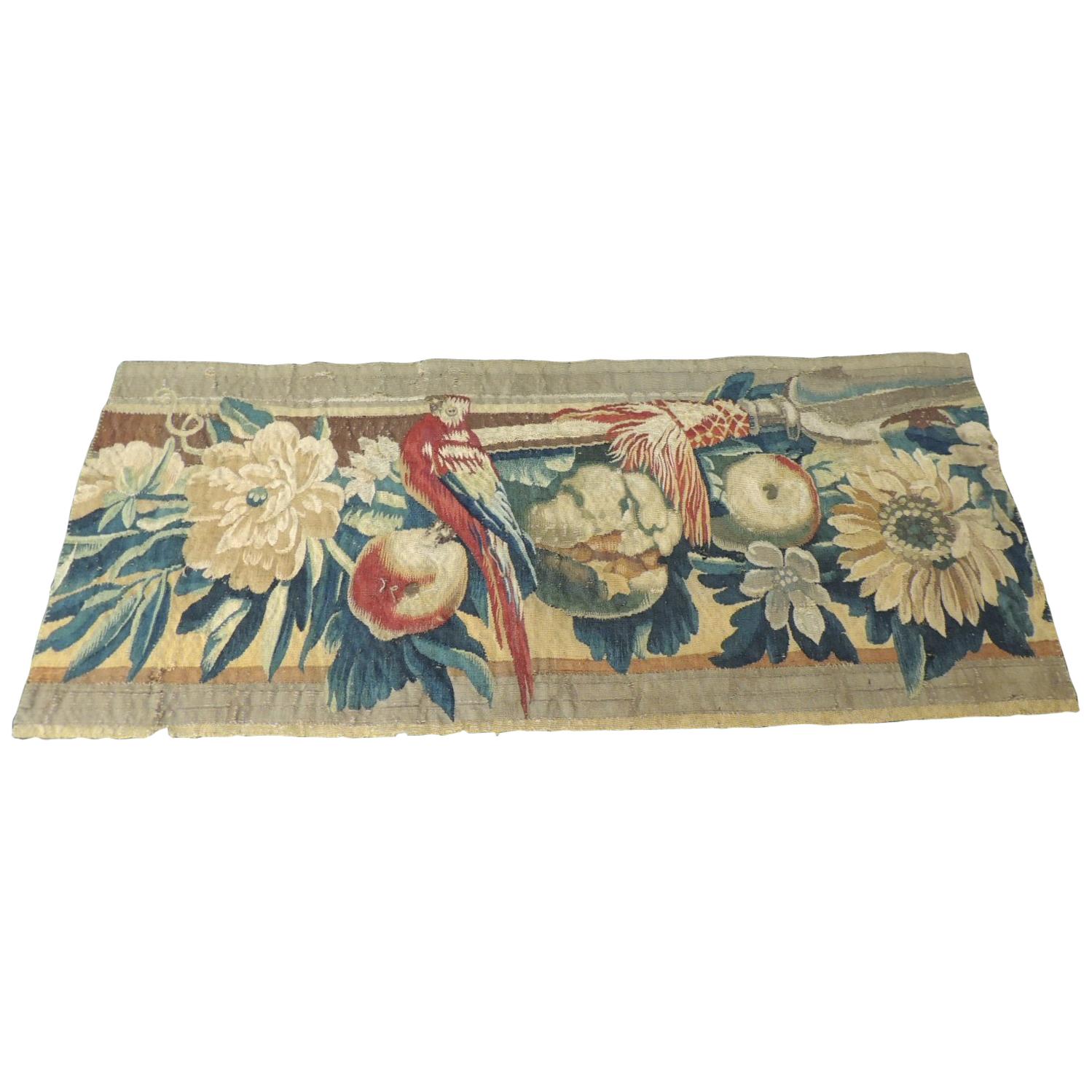  18th Century Red and Blue Aubusson Tapestry Panel