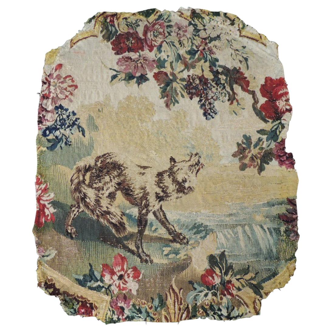 Antique Aubusson Oval Tapestry Fragment