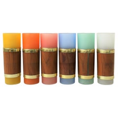 Retro Mid-Century Modern Colorful Highball Cocktail Glasses, circa 1960s