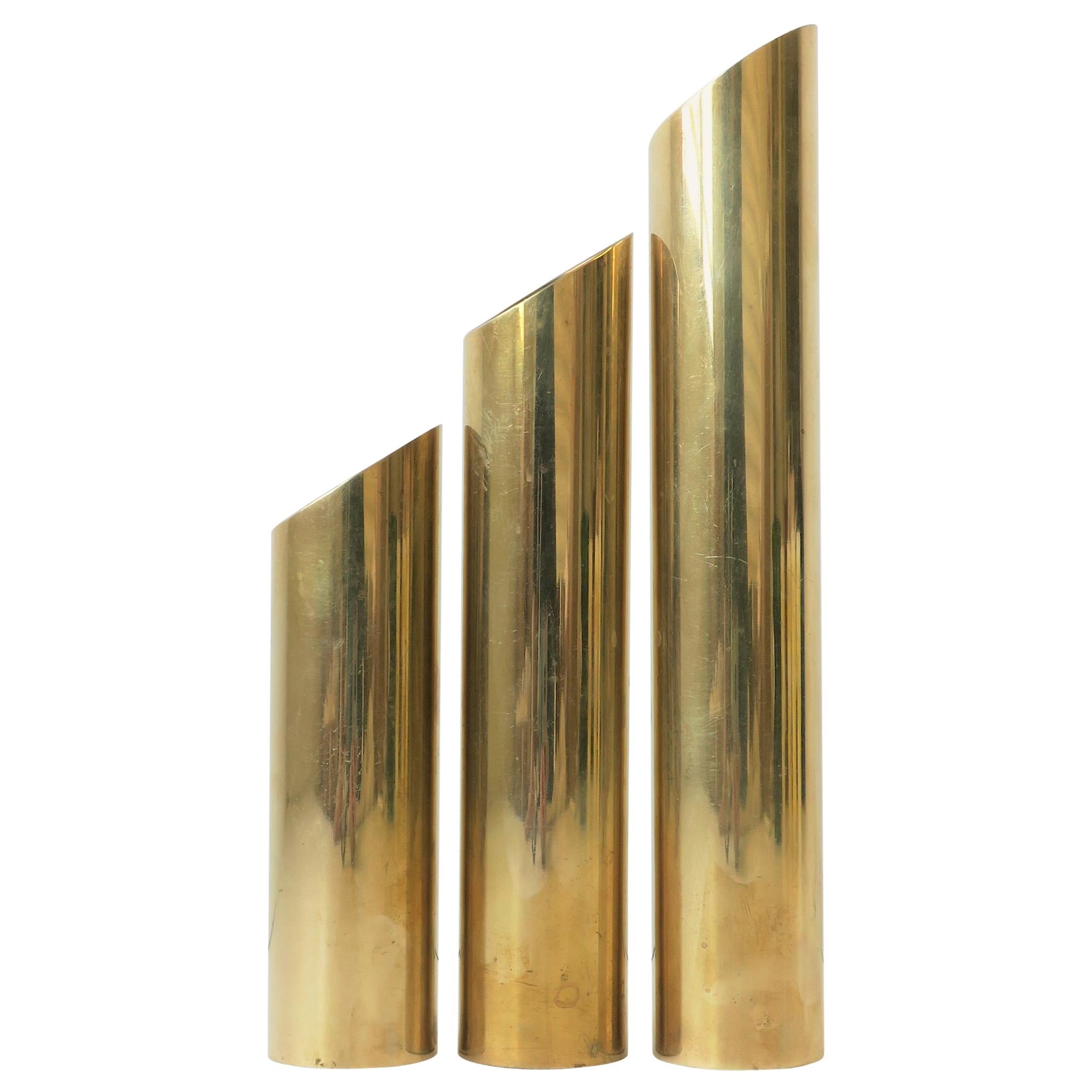 Modern Brass Cylindrical Sculptures, ca. 1970s In Good Condition In New York, NY