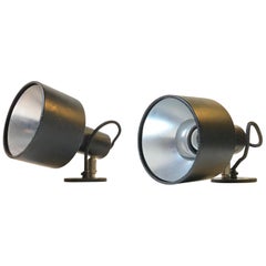 Pair of Vintage Danish Black Industrial Wall Lamps from Louis Poulsen, 1970s
