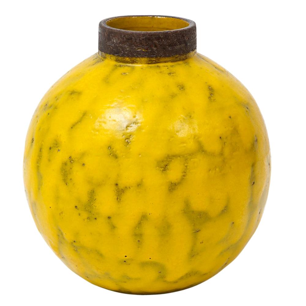 Raymor Bitossi Vase, Ceramic Yellow Brown, Signed