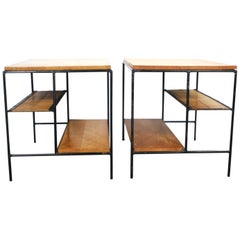 Midcentury Paul McCobb Pair Planner Group End side tables #1578 Maple Iron