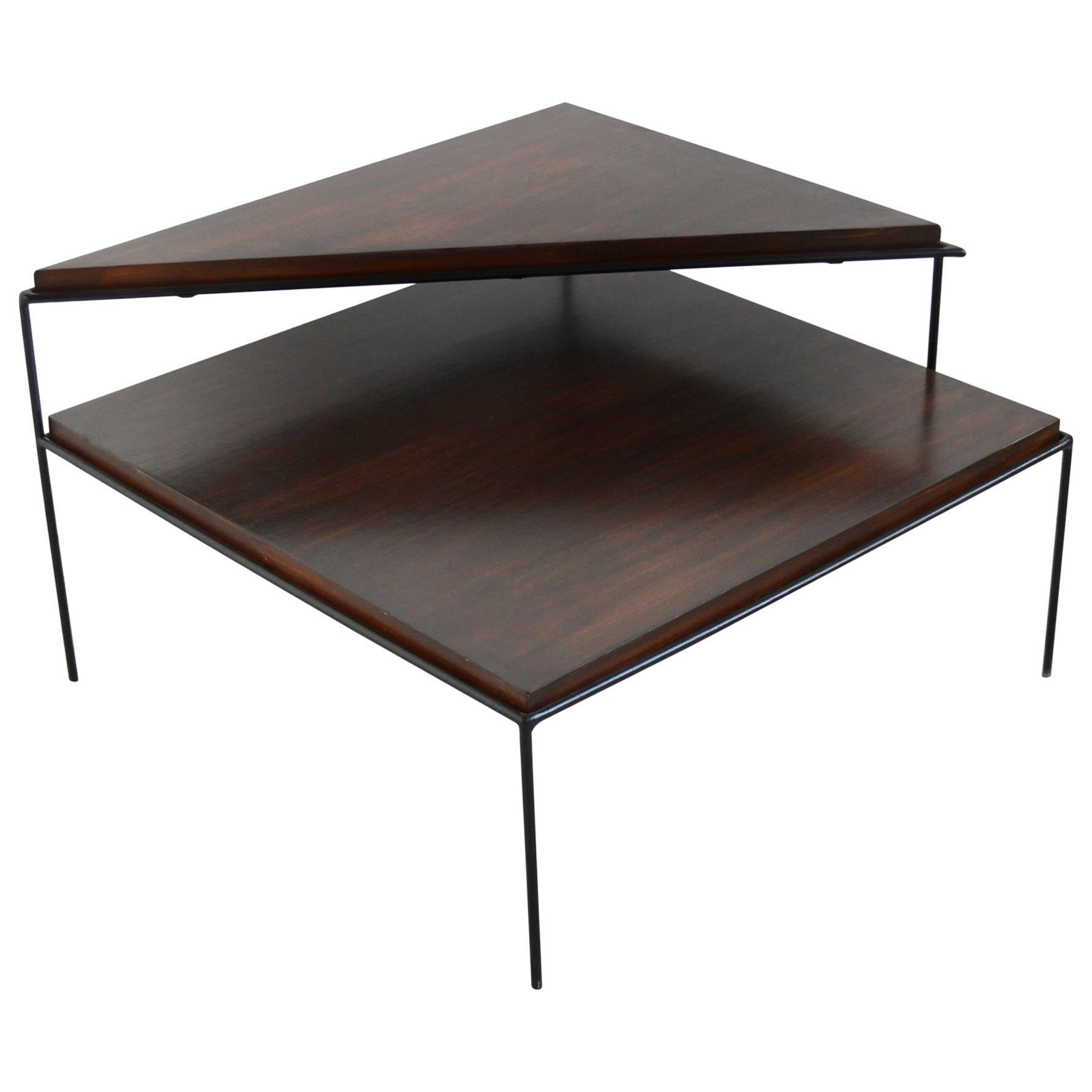 Paul McCobb Two-Tier Corner Table with Iron Frame