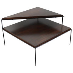 Retro Paul McCobb Two-Tier Corner Table with Iron Frame