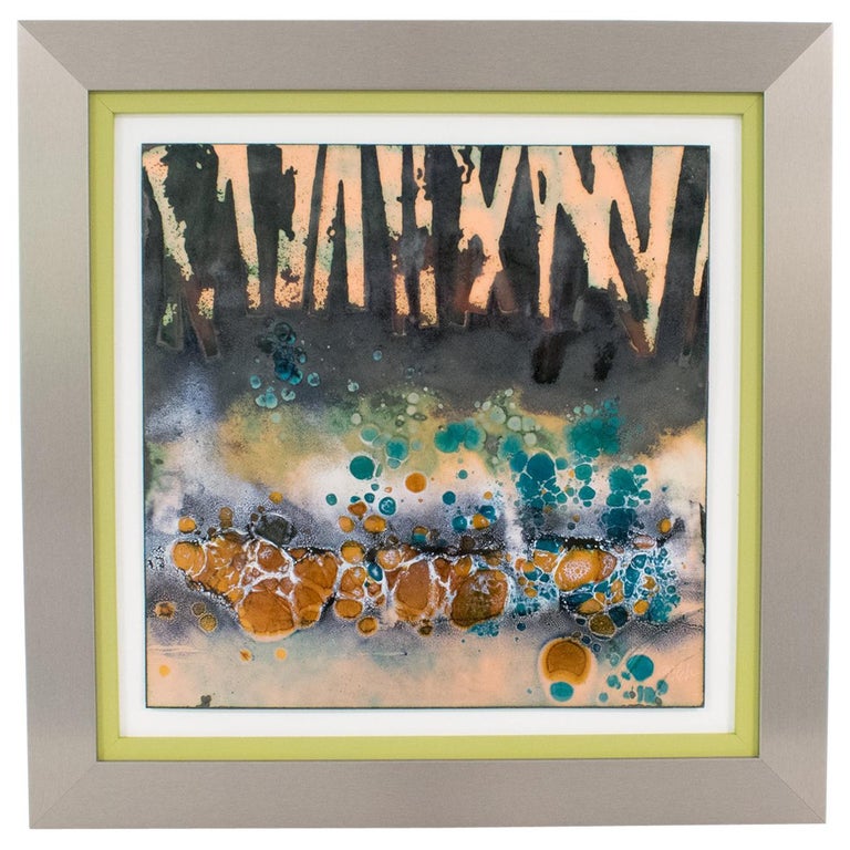 F Welch Modern Abstract Enamel Copper Judaica Artwork Wall Panel