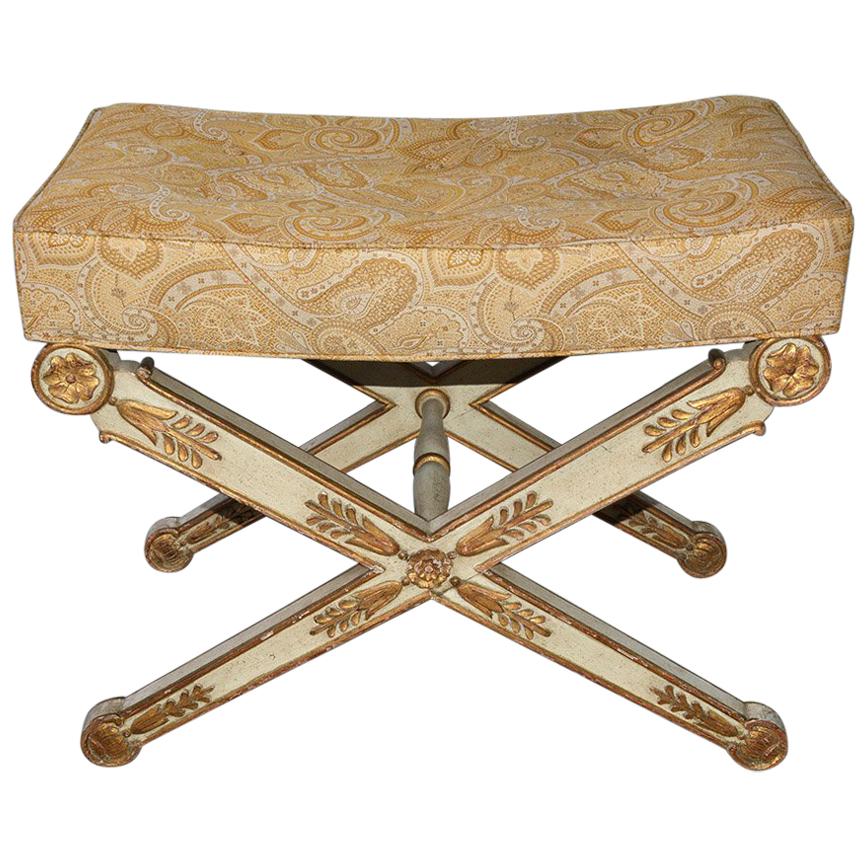 Italian Neoclassical X-Form Stool For Sale