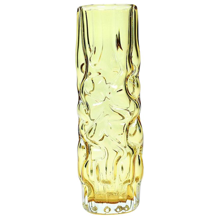 Yellow Brain Vase by Pavel Hlava for Glass Union Crystalex, Czechoslovakia, 1968 For Sale