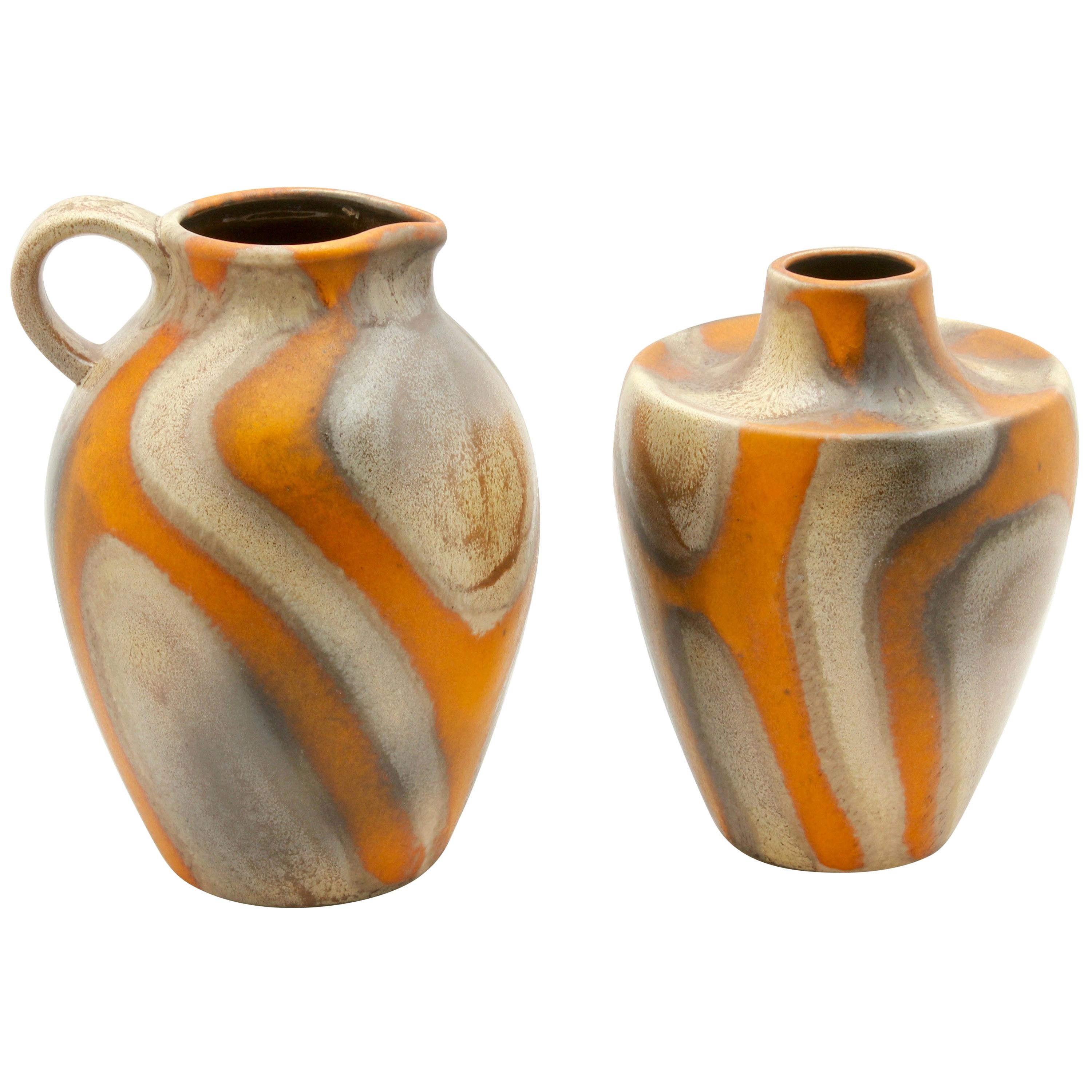 Dumler and Breiden Pieces of Pottery, Mark on the Bottom, Germany, circa 1955