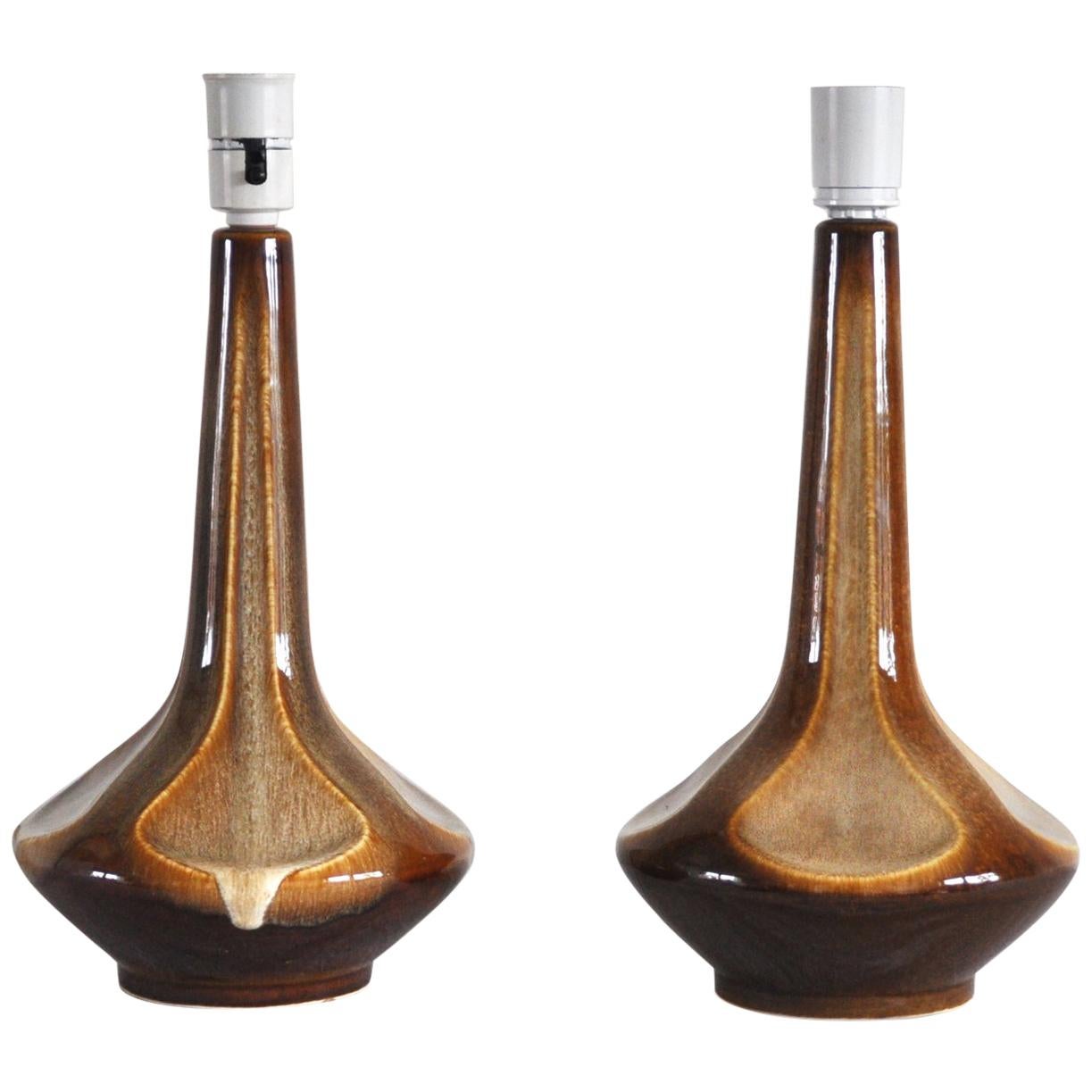 Pair of Ceramic Table Lamps by Einar Johansen for Søholm, Denmark