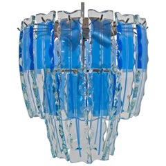 Fontana Arte Mid-Century Modern Chiseled Murano Glass Italian Chandelier, 1960s