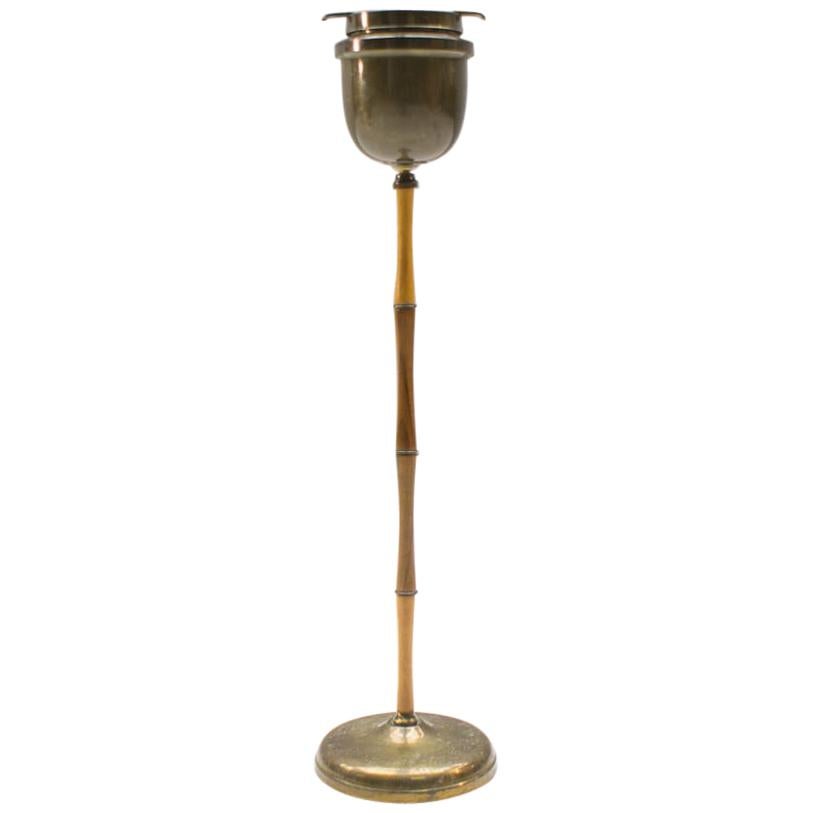 Ashtray Stand in the Manner of Carl Auböck, Brass and Wood, 1950s