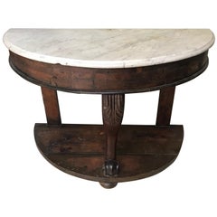 English 19th Century Marble-Top Demilune Console Table