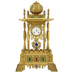 French Gilt Metal Mantle Clock