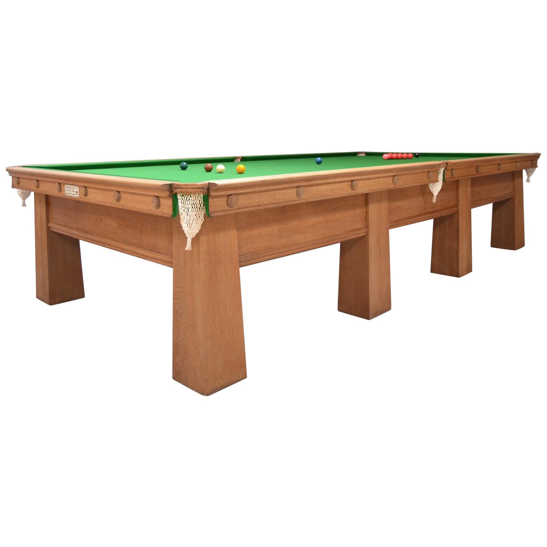 Arts and Crafts Billiard Snooker Pool Table oak Glasgow School Design 1910 For Sale