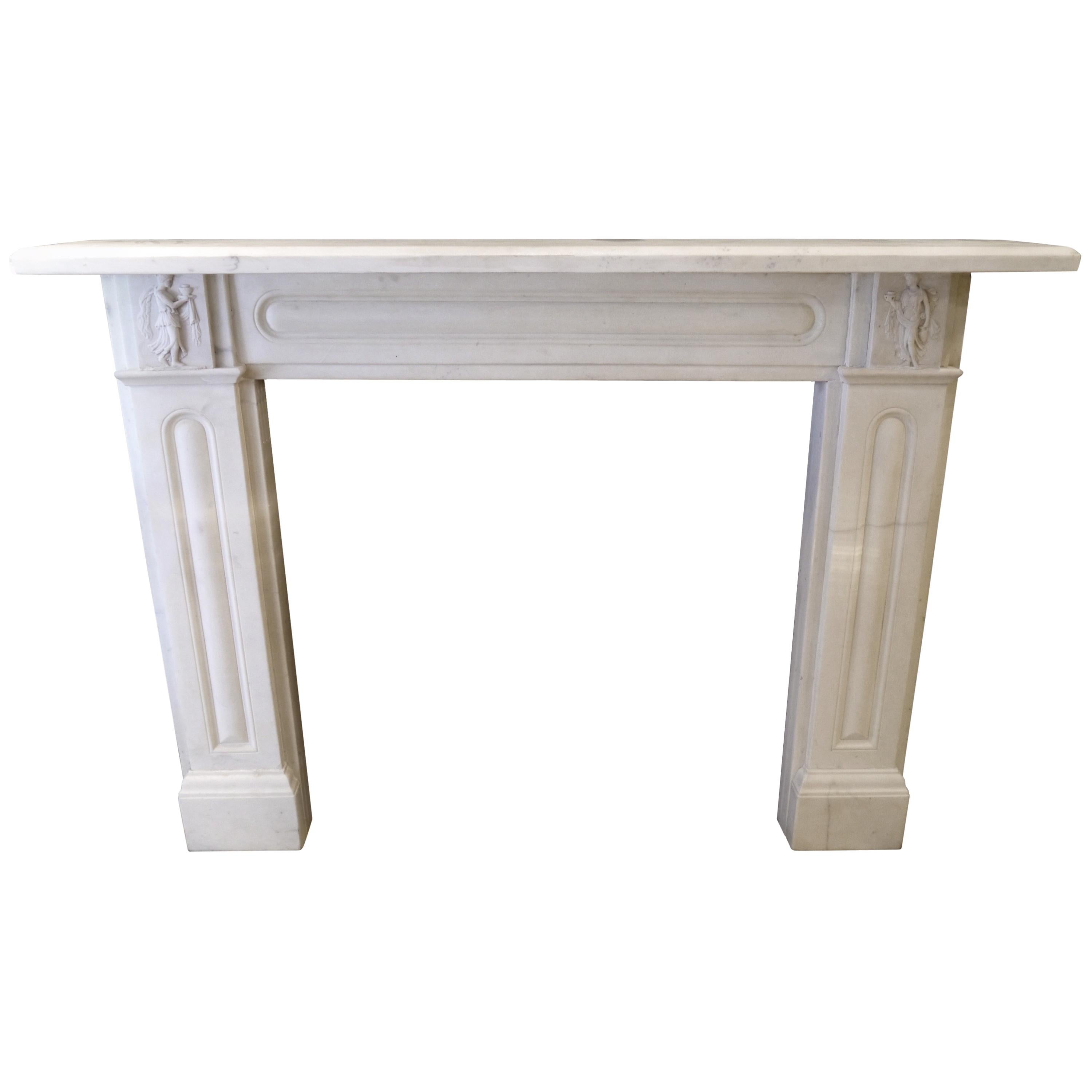 19th Century Statuary White Regency Marble Mantelpiece Fireplace For Sale