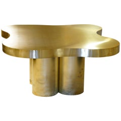 Flair Edition Free-Form High Coffee Table in Natural Brass, Italy 2019