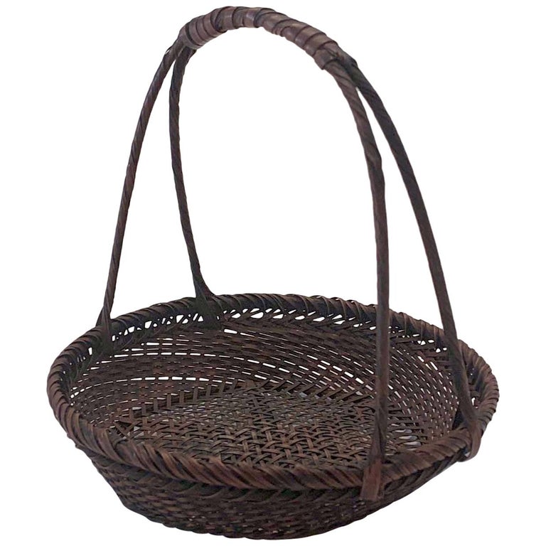 Important Miniature Japanese Bamboo Basket by Hayakawa Shokosai I For