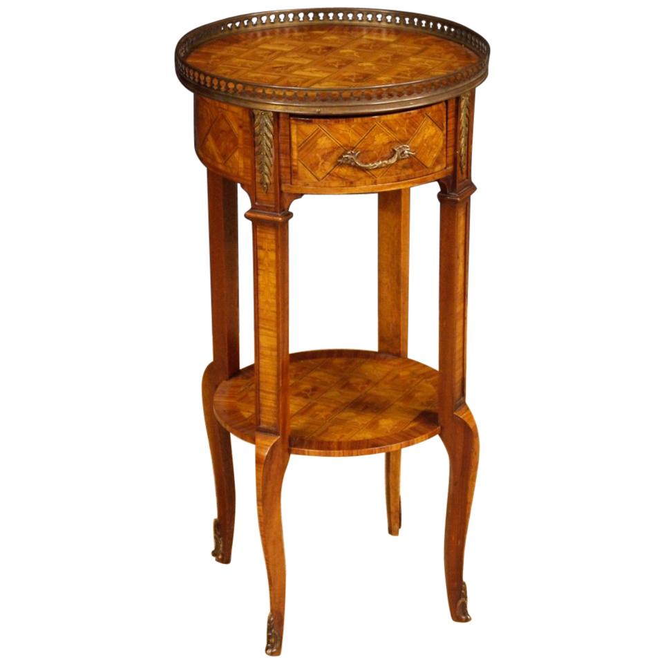 20th Century Rosewood, Maple, Mahogany Fruitwood Inlaid French Side Table, 1960