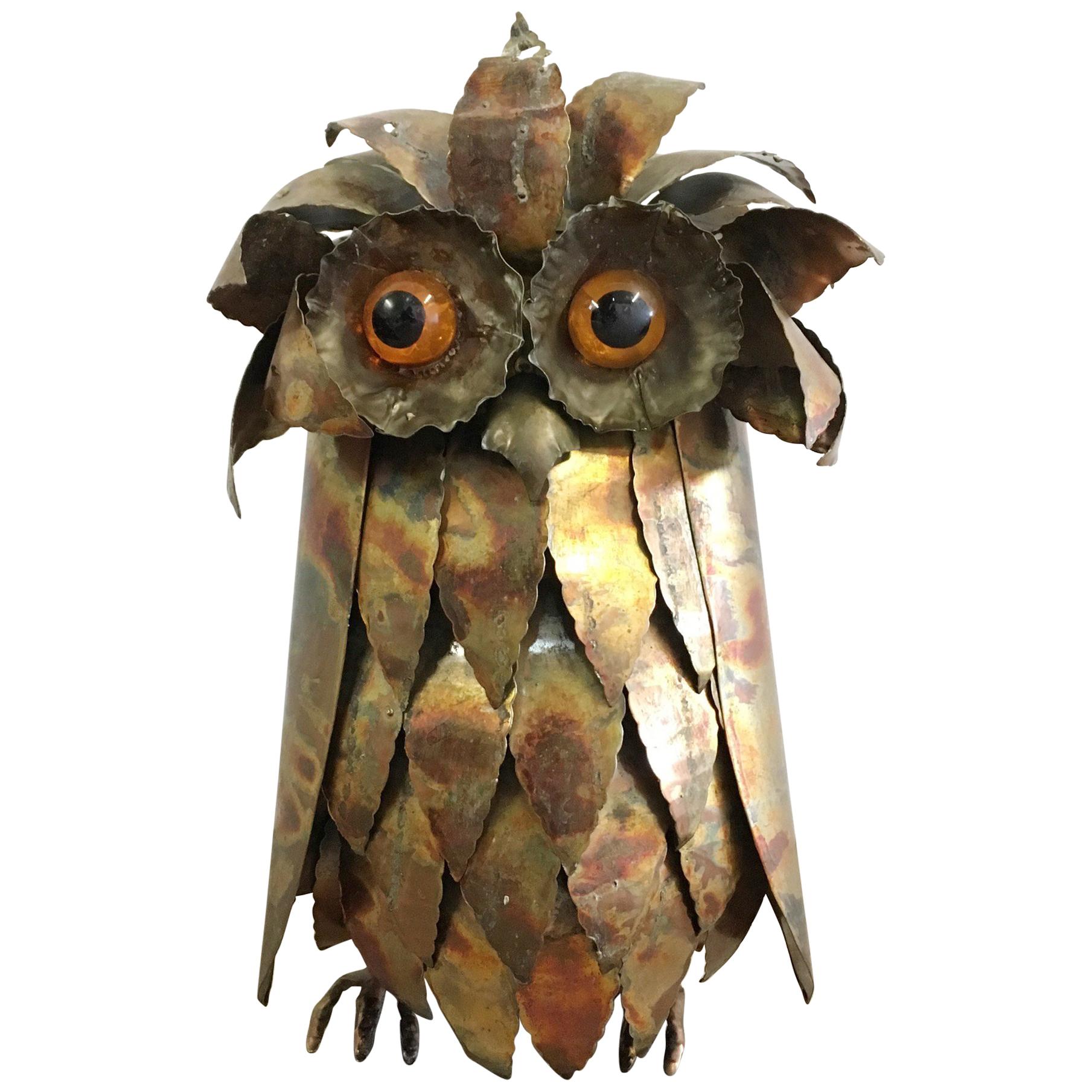 1960s Brutalist Brass Owl Sculpture