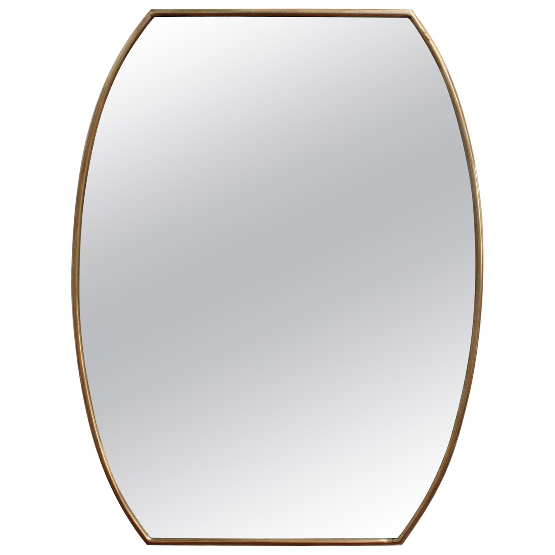 Midcentury Italian Wall Mirror with Brass Frame 'circa 1950s' Small