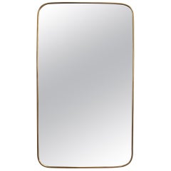 Midcentury Italian Wall Mirror with Brass Frame, circa 1950s, Small