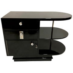 Rotatable Black Lacquer Art Deco Bar Furniture from France of the 1930s