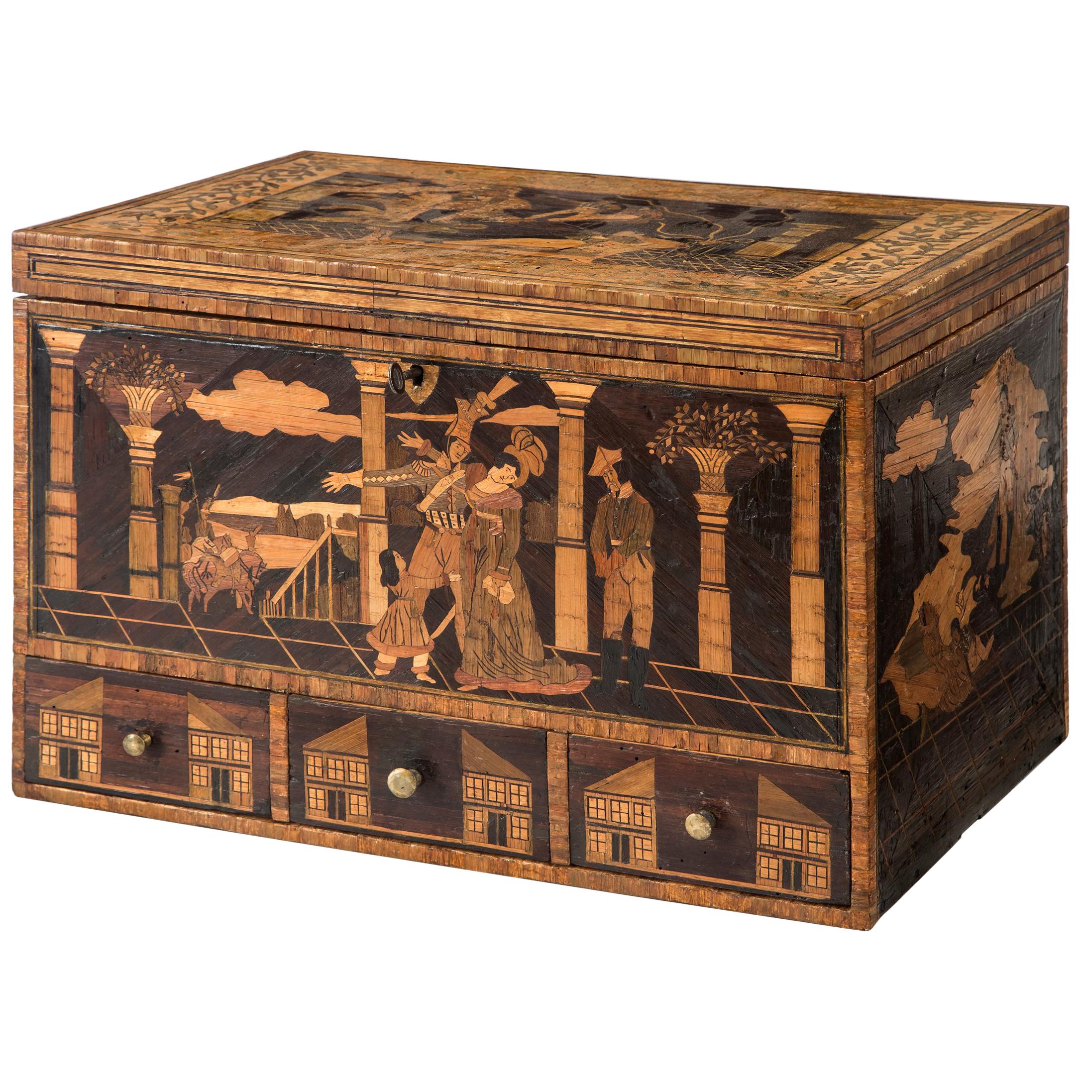 Rare Exceptional French Straw Work Box