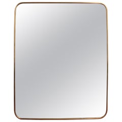 Midcentury Italian Wall Mirror with Brass Frame, circa 1950s, Small