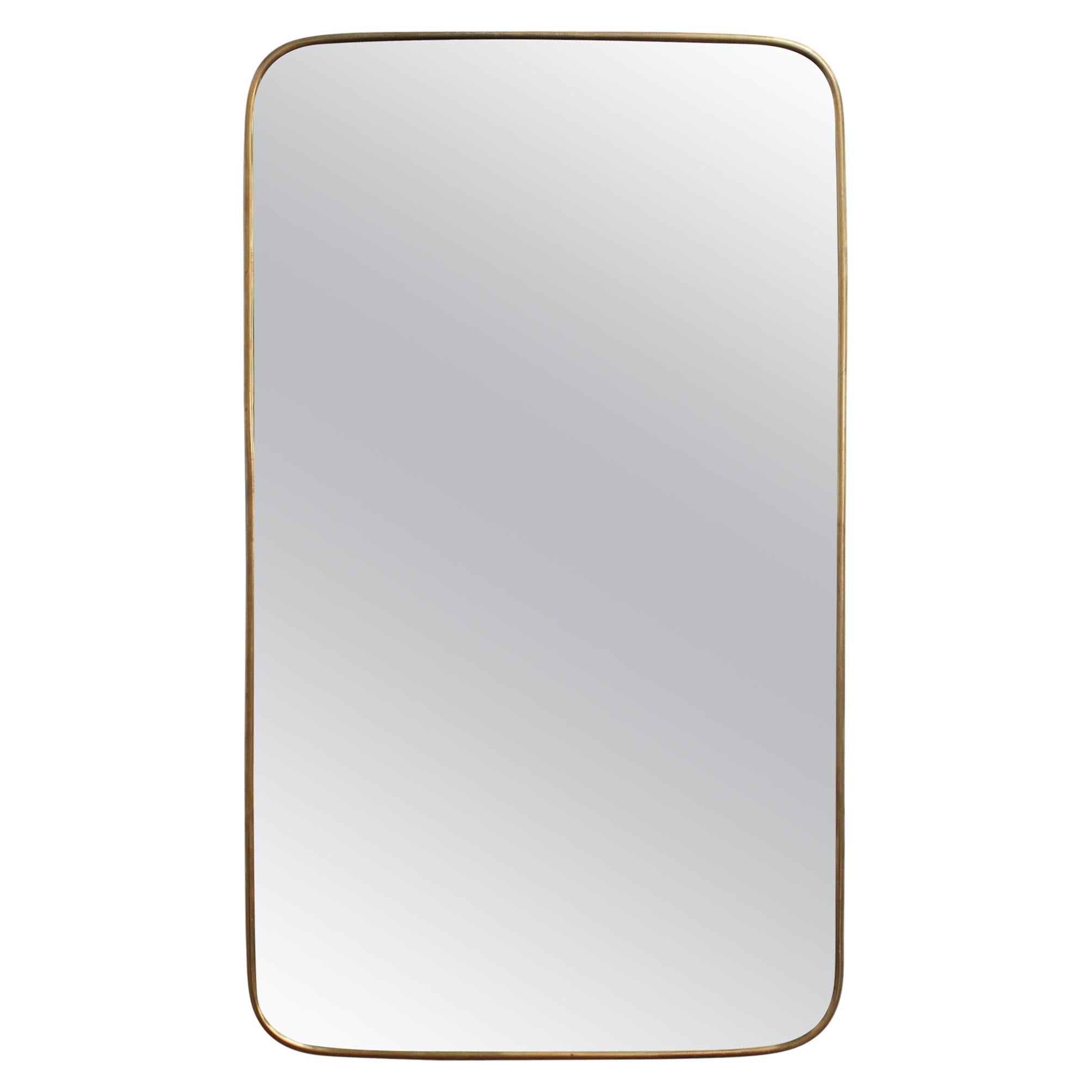 Mid-Century Italian Wall Mirror with Brass Frame, 'circa 1950s', Small