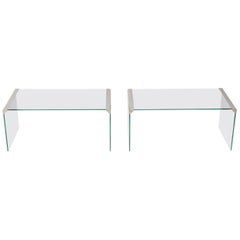 Pair of Glass Side Tables by Galotti & Radice, Italy