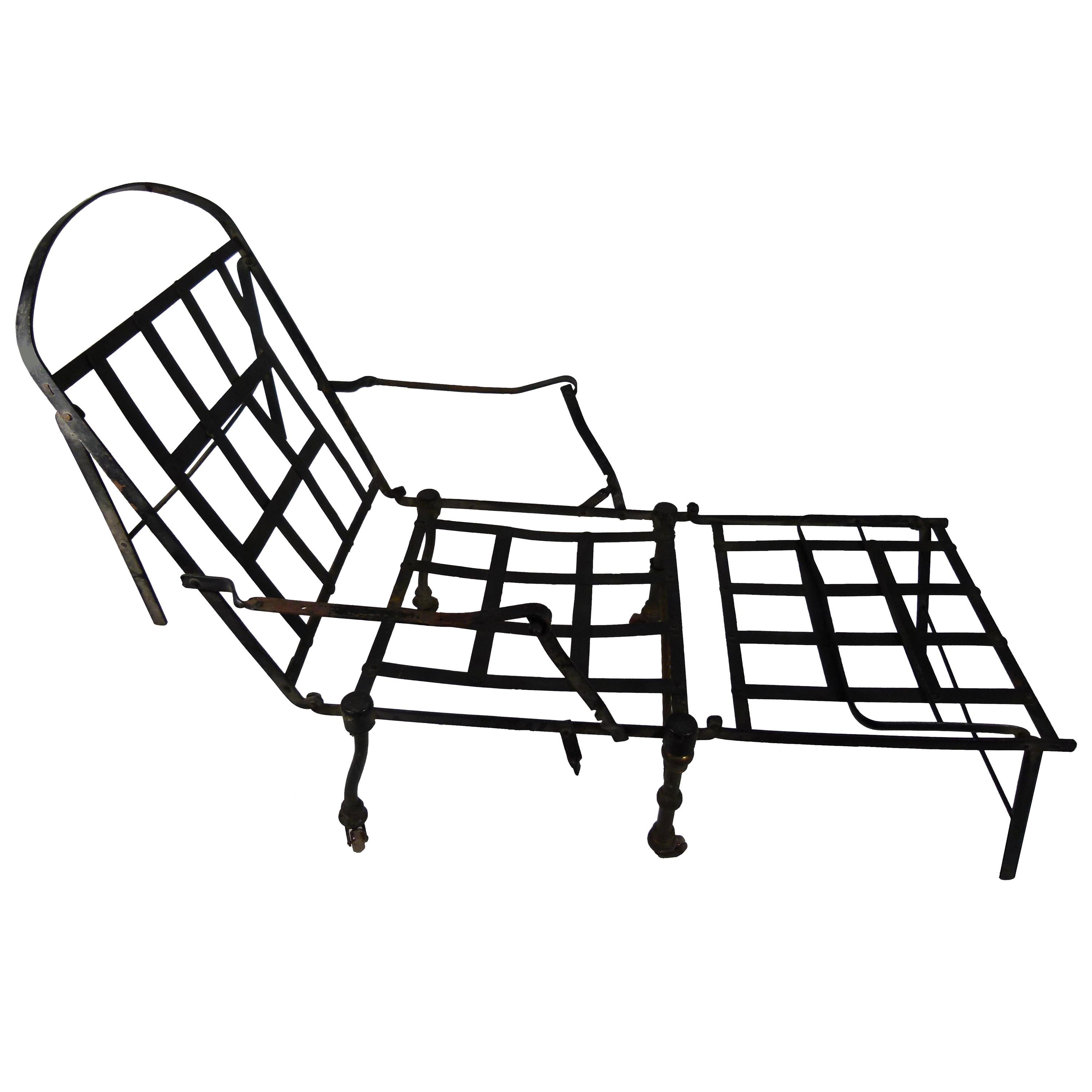 19th Century Black Iron  Spanish Travel Folding Sofa-Bed