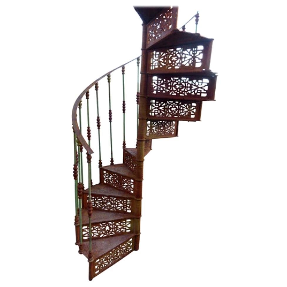 20th Century Art Nouveau Style Iron Spiral Staircase