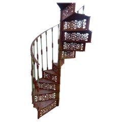 Vintage 20th Century Art Nouveau Style Iron Spiral Staircase