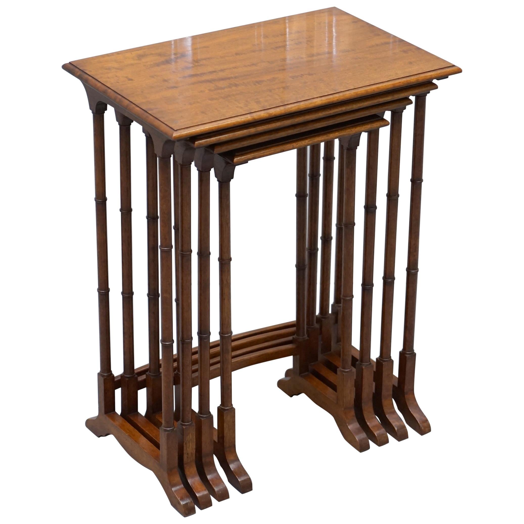 Stunning Nest of Four Georgian Nesting Tables Side Tables with Famboo Legs